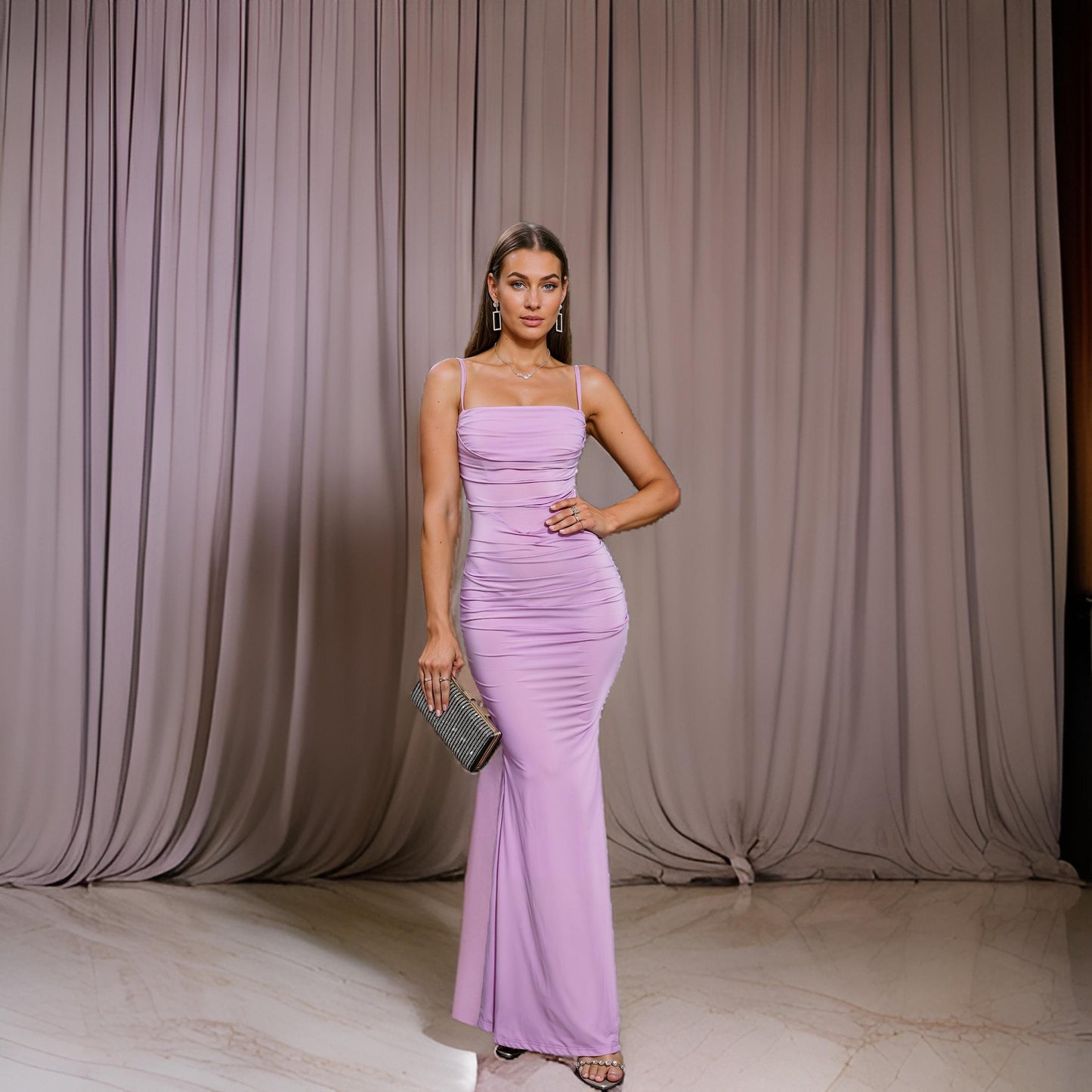 Irena - Elegancka Plisowana Sukienka Bodycon na Wieczór