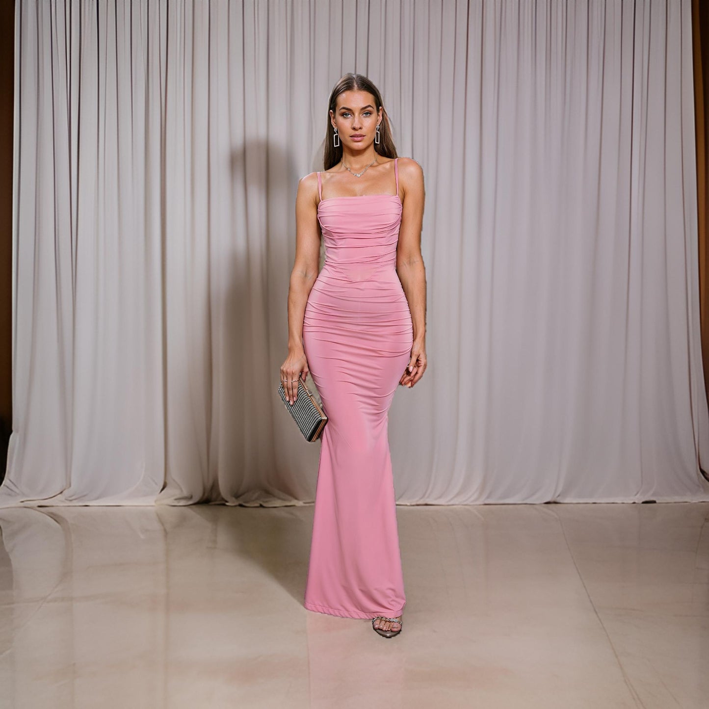Irena - Elegancka Plisowana Sukienka Bodycon na Wieczór
