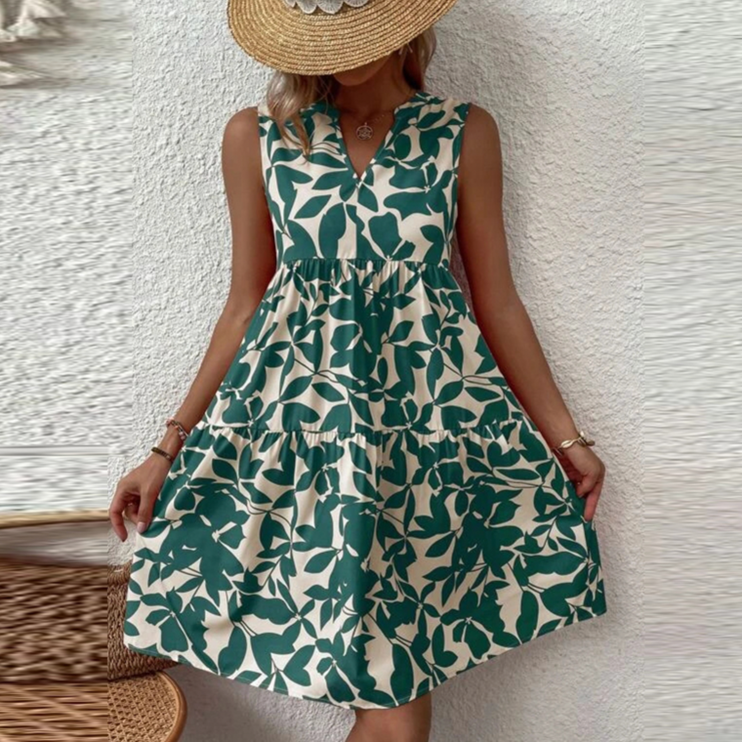 Gabrielle - Midi letnia sukienka boho w kwiaty