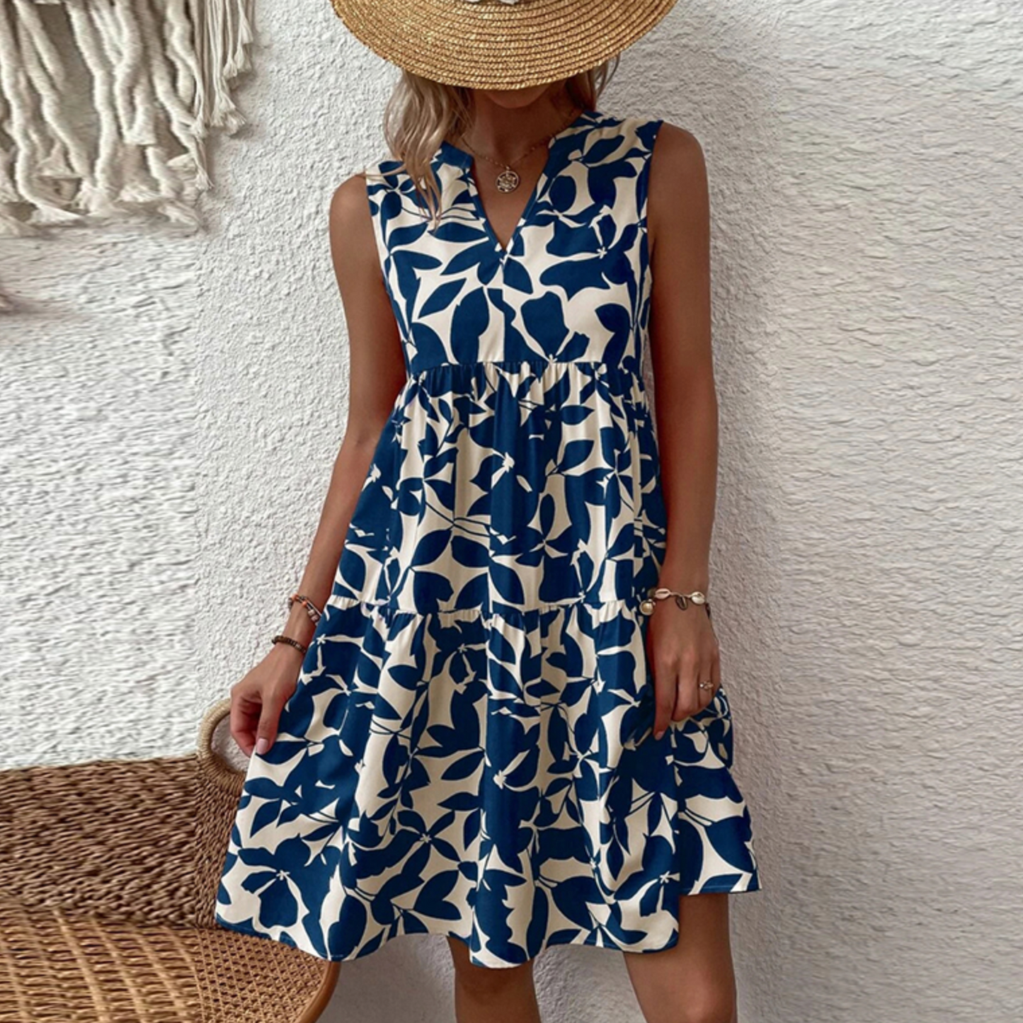 Gabrielle - Midi letnia sukienka boho w kwiaty