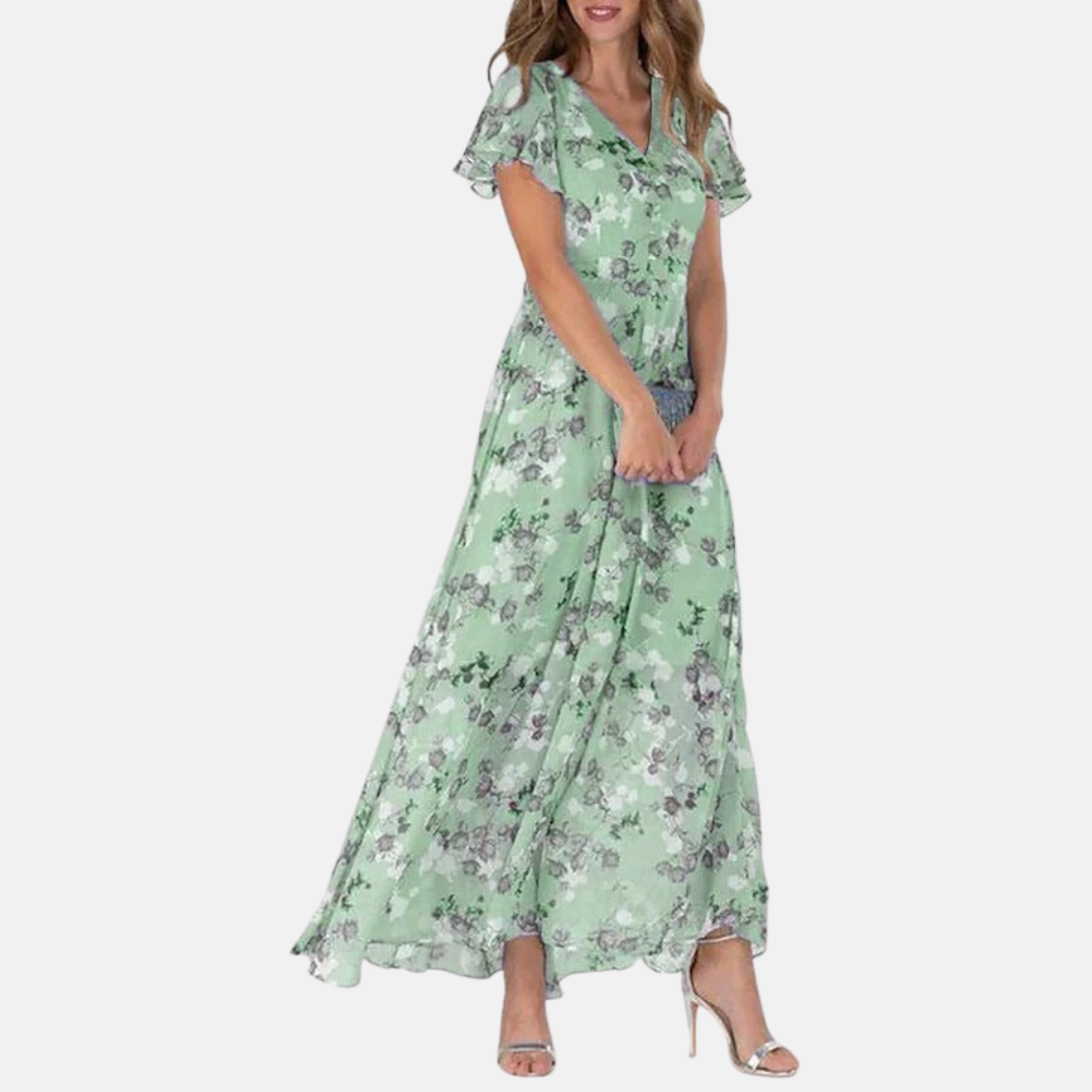 Mona's - Letnia sukienka maxi z kwiatami