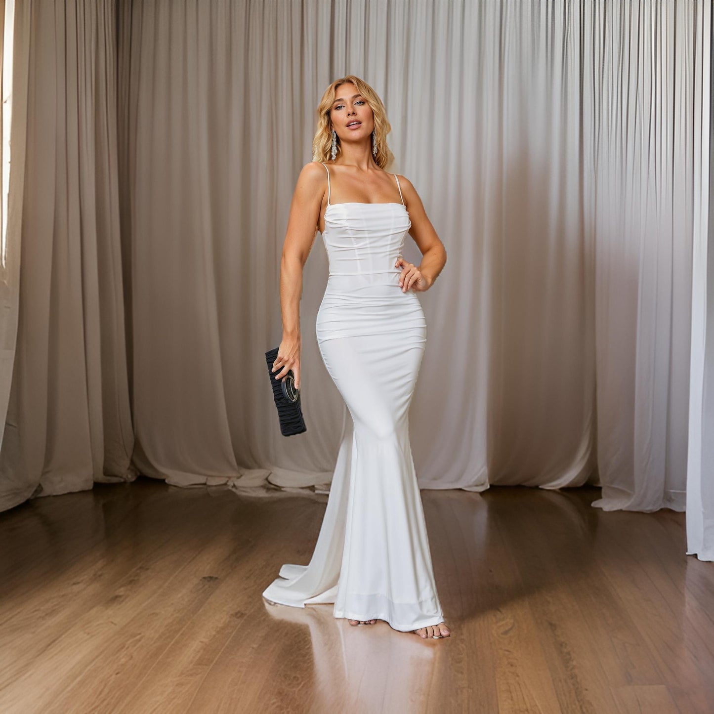 Irena - Elegancka Plisowana Sukienka Bodycon na Wieczór