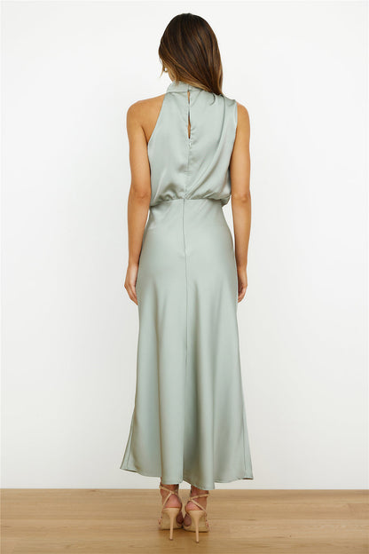 Klaudija - Elegancka midi sukienka z asymetrycznym okrągłym dekoltem