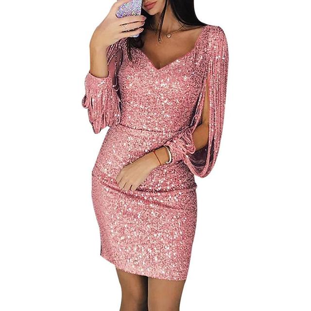 Sukienka na wieczór Kylie - Elegancka sukienka na imprezę z cekinami i dekoltem w kształcie litery V dla kobiet