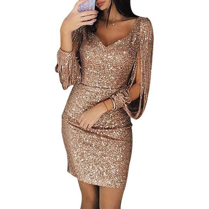 Sukienka na wieczór Kylie - Elegancka sukienka na imprezę z cekinami i dekoltem w kształcie litery V dla kobiet