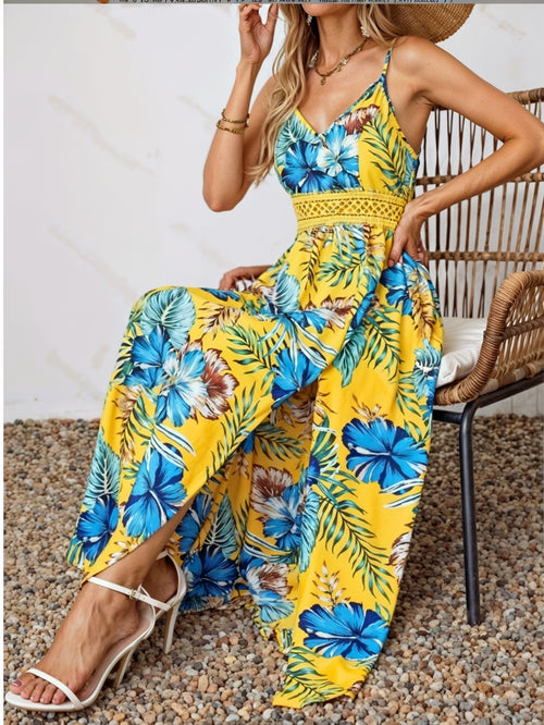 Penelope – Zwiewna Kwiecista Sukienka Maxi Z Rozcięciem
