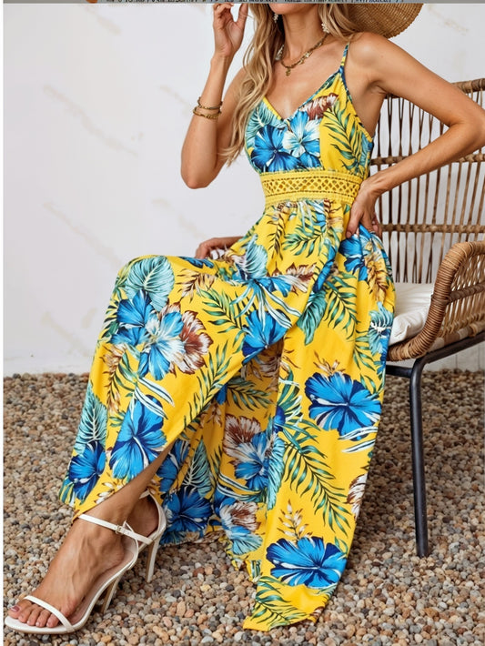 Penelope – Zwiewna Kwiecista Sukienka Maxi Z Rozcięciem